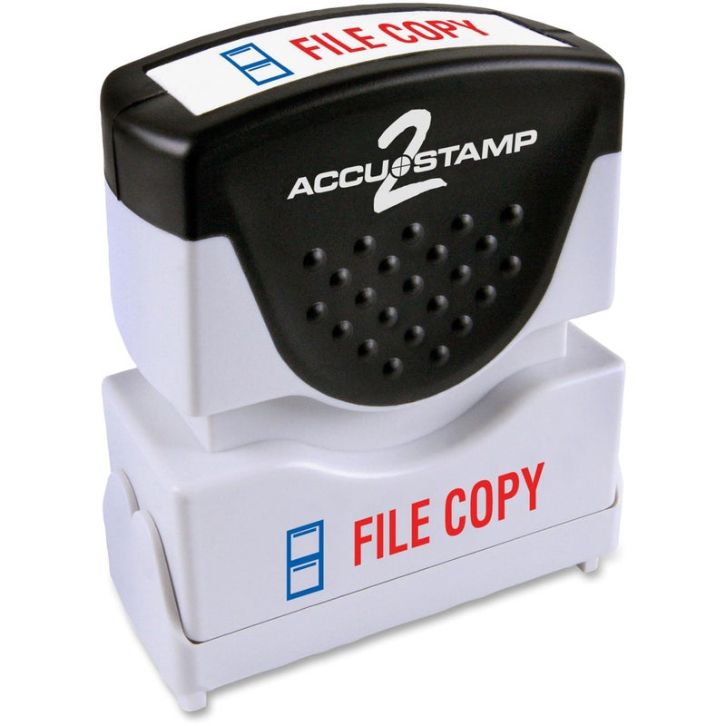 AccuStamp2 File Copy Stamp, Shutter Pre-Inked One-Color File Copy Stamp, 1/2" x 1 5/8" Impression, Red Ink - Image 1
